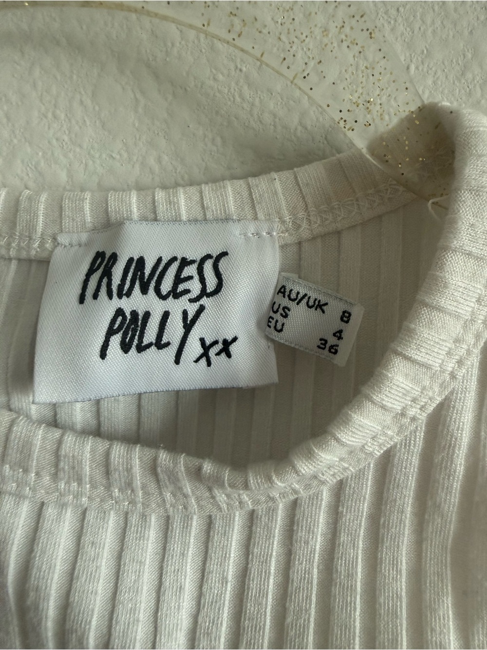 Princess Polly White Ribbed Crop Tank - Picture 2 of 3